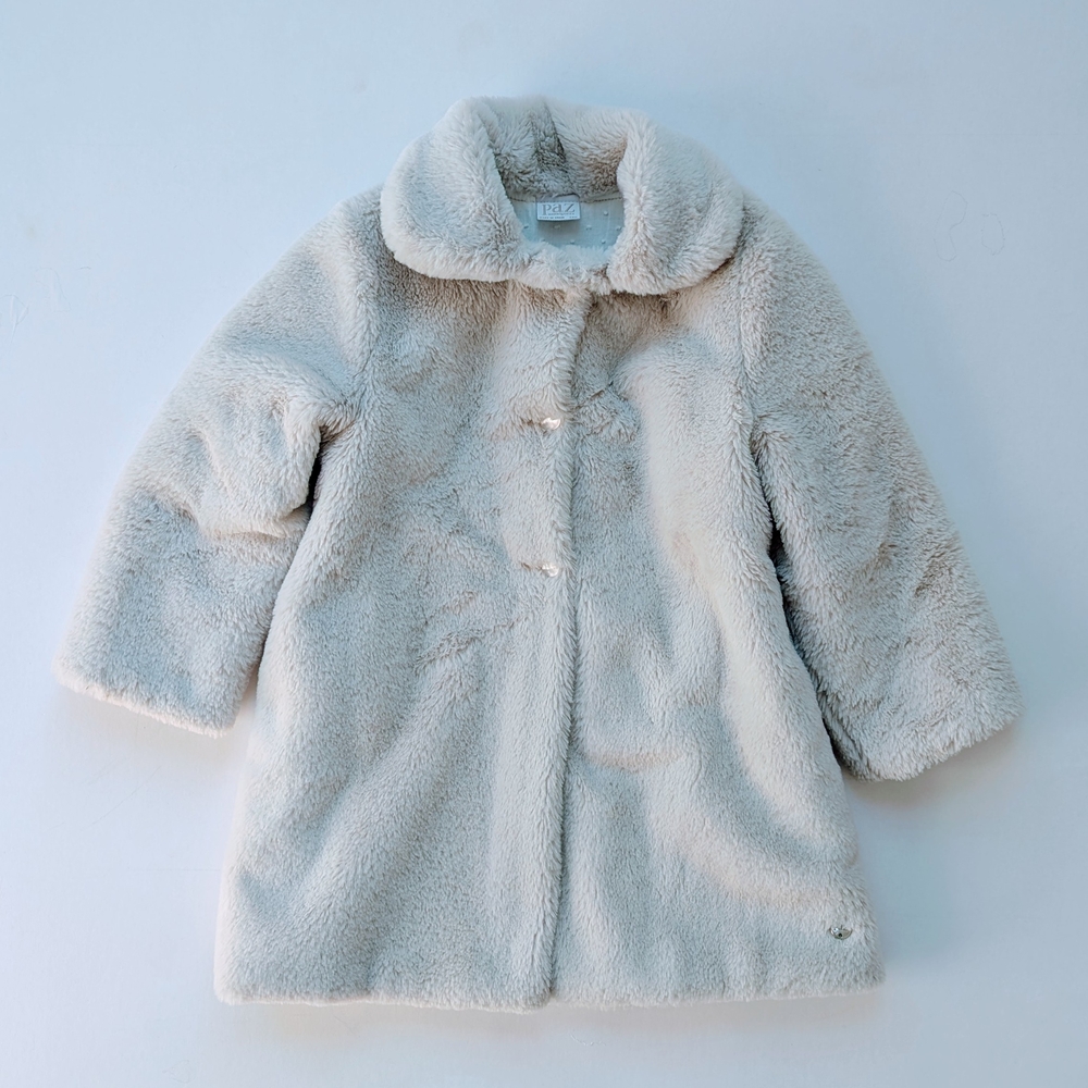 Paz Rodriguez Cream Fur Winter Jacket 48mo (3-4yr)